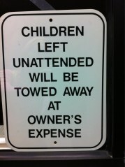 children left unattended sign